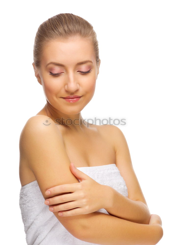 Similar – Image, Stock Photo Young blond woman receiving a head massage in a spa center