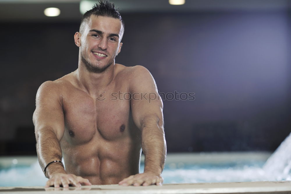 Similar – Friendly young man soaping himself in the shower