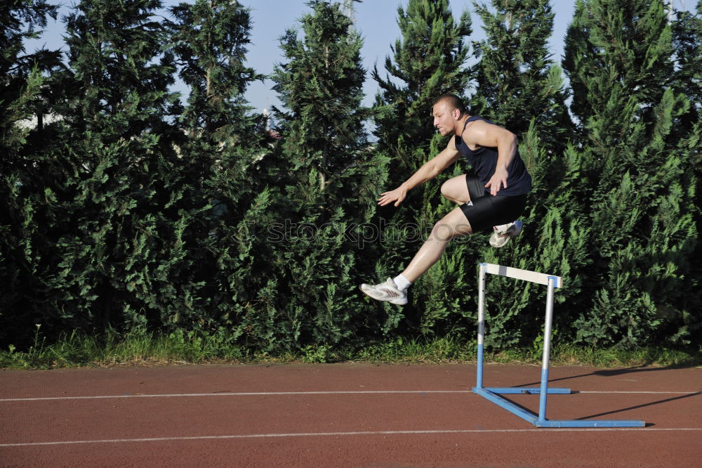 Similar – Image, Stock Photo Disabled man athlete training with leg prosthesis.