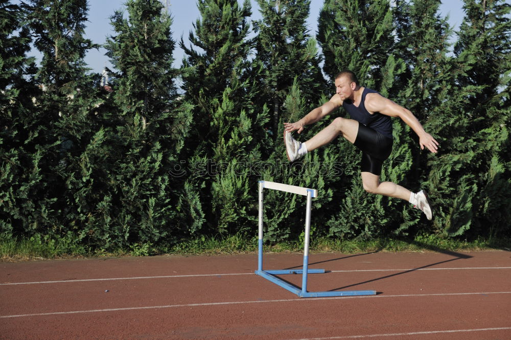 Similar – Image, Stock Photo Disabled man athlete training with leg prosthesis.