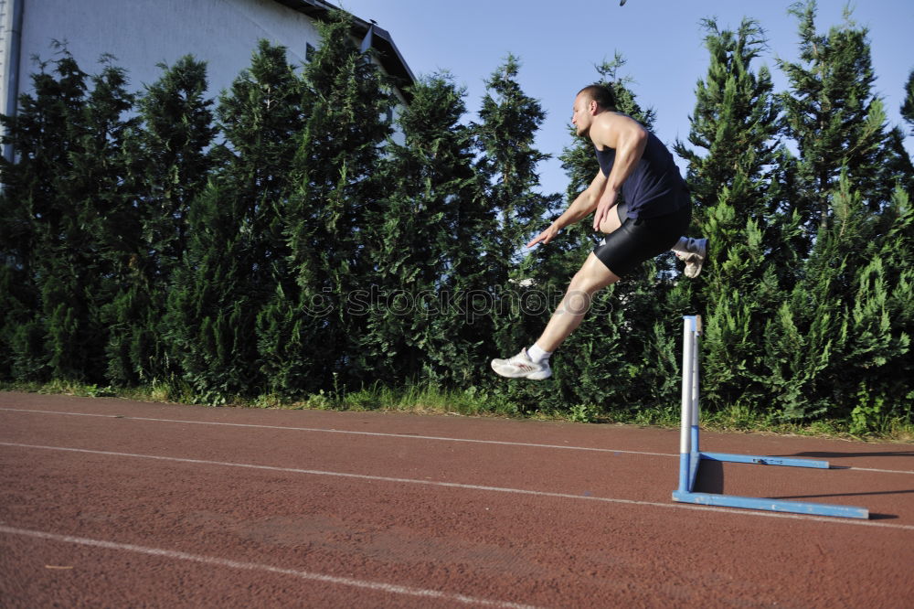 Similar – Image, Stock Photo Disabled man athlete training with leg prosthesis.