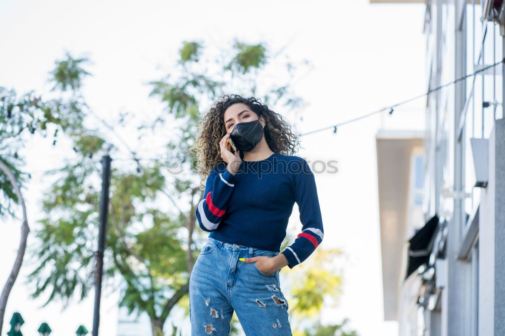 Similar – young woman walking on the street