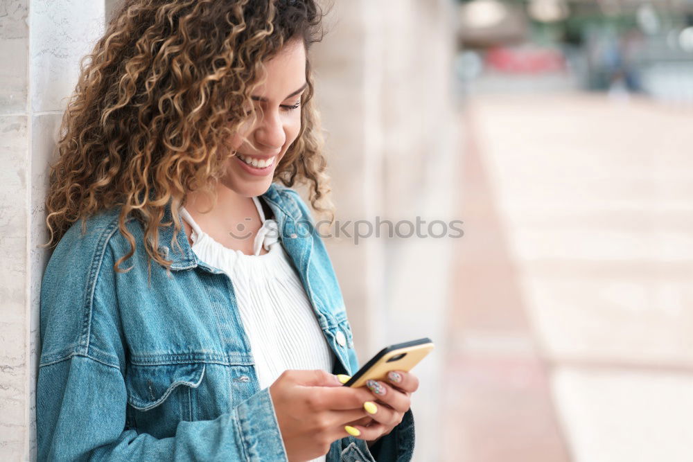 Similar – Image, Stock Photo Young casual woman using her smartphone