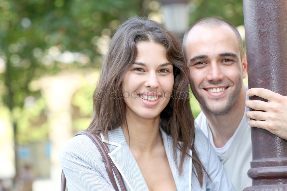 Similar – Image, Stock Photo Young couple having fun on the street