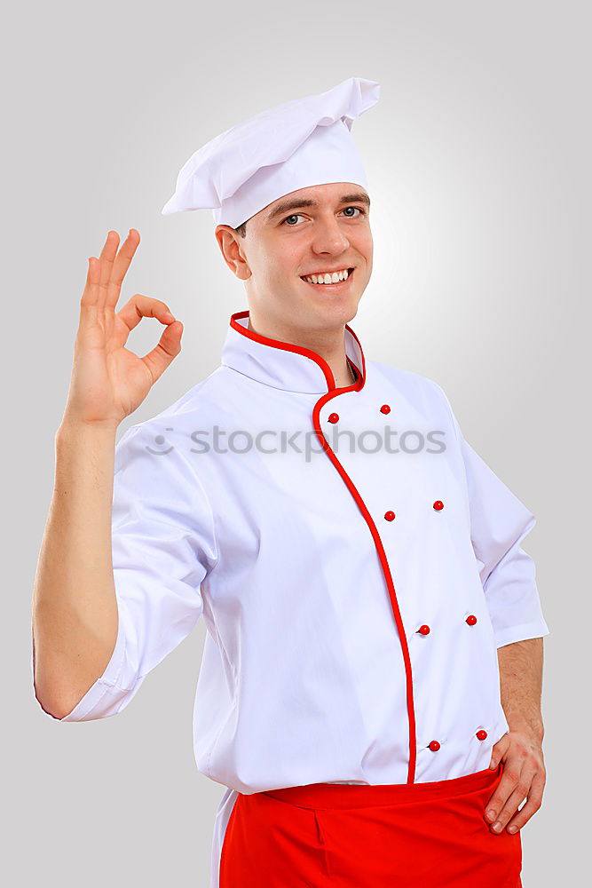 Similar – Image, Stock Photo cook holding an empty round white frying pan