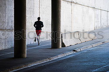 Similar – Image, Stock Photo Young fit blonde woman jumping in the street