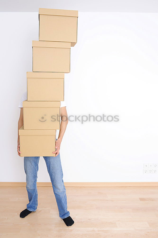 Similar – Moving boxes, Woman with boxes