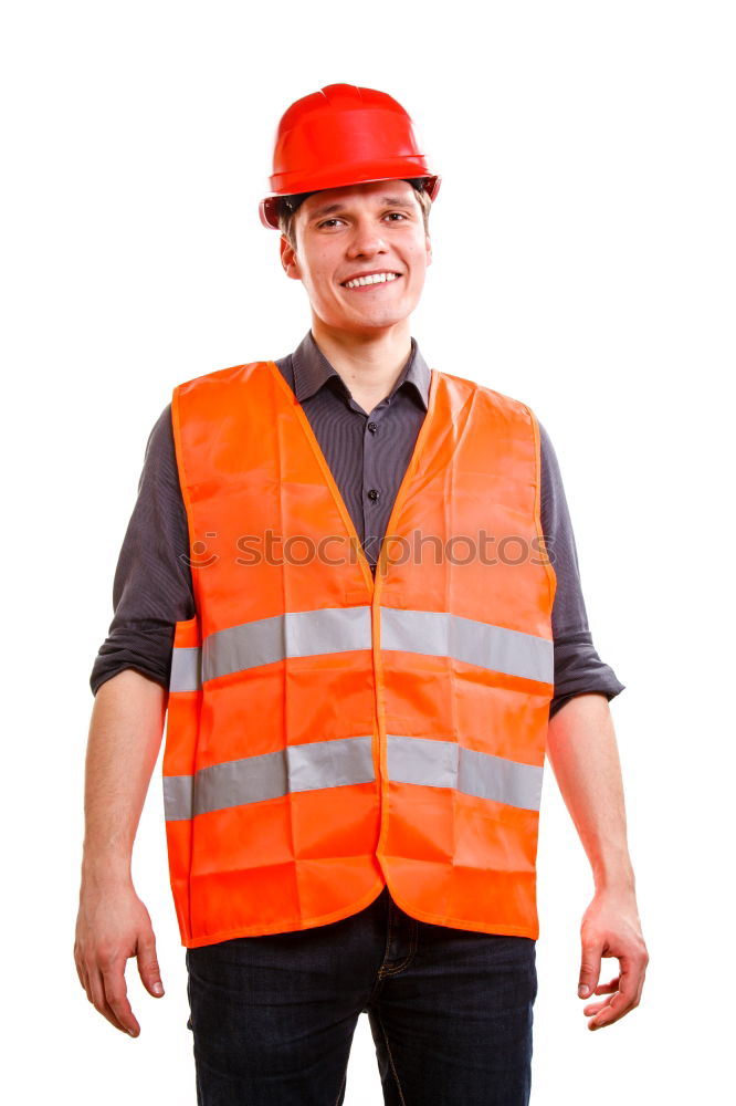 Similar – Image, Stock Photo guy in the form of road worker or Builder