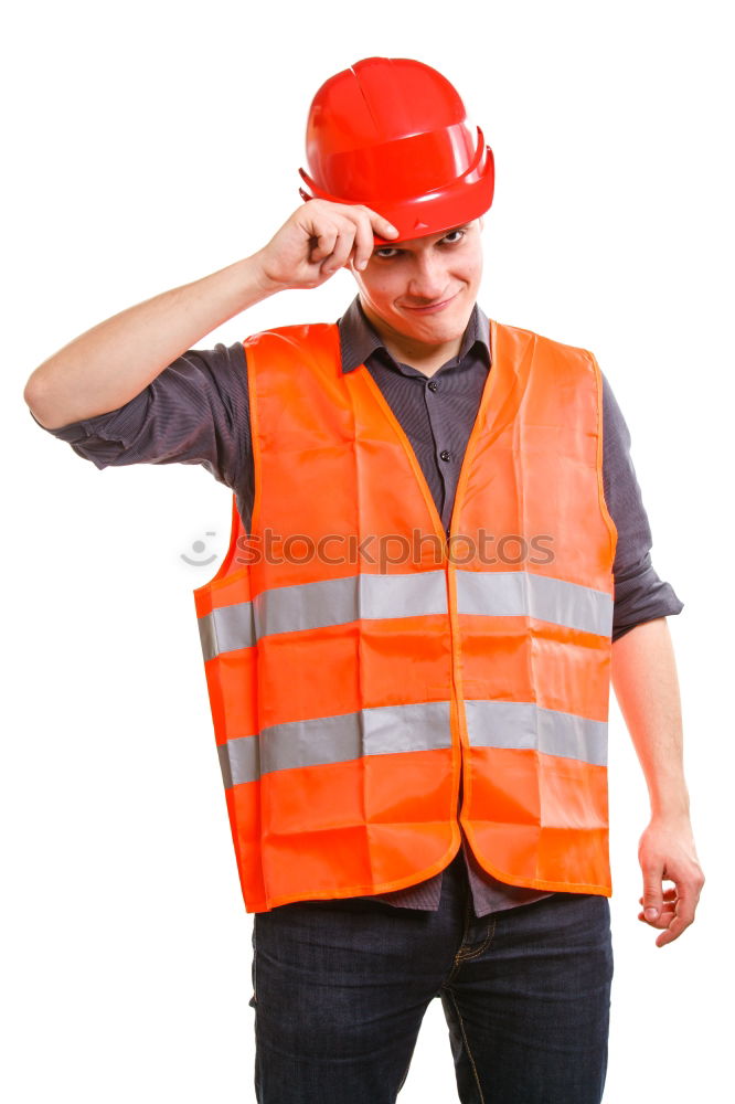 Similar – Image, Stock Photo guy in the form of road worker or Builder