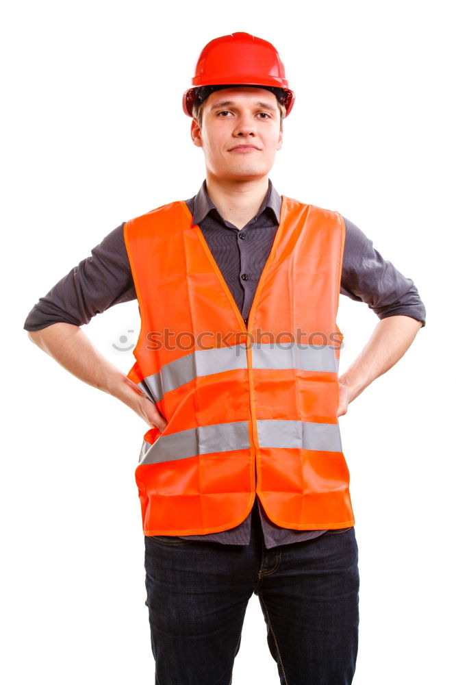 Similar – Image, Stock Photo guy in the form of road worker or Builder