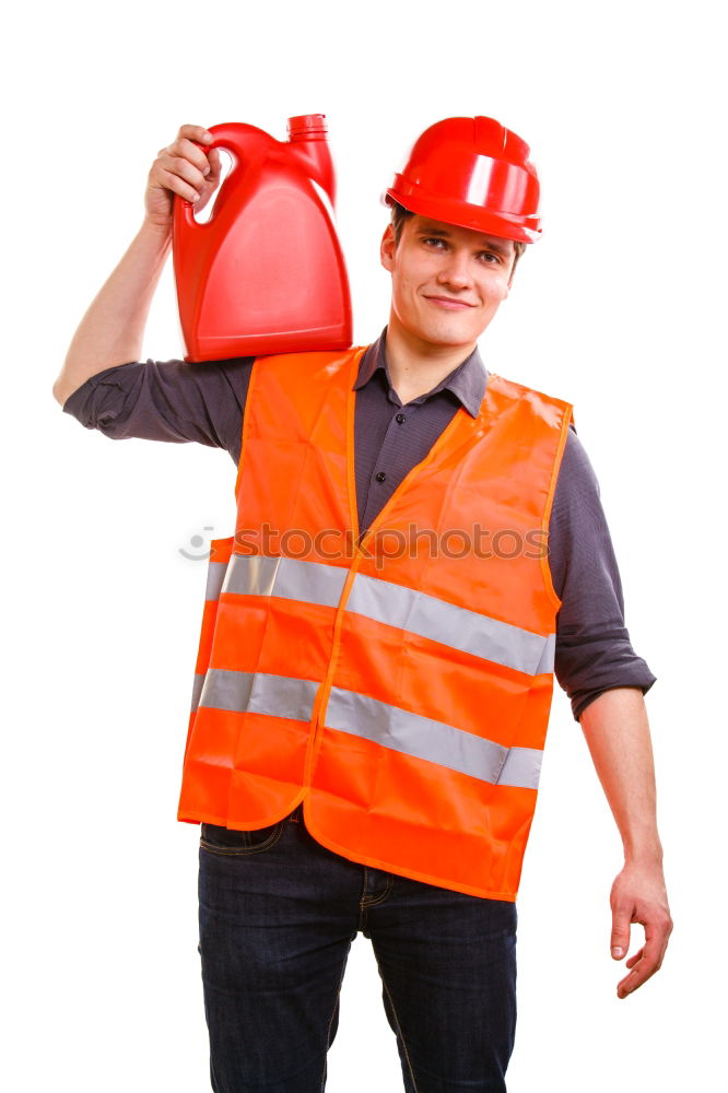 Similar – Image, Stock Photo guy in the form of road worker or Builder