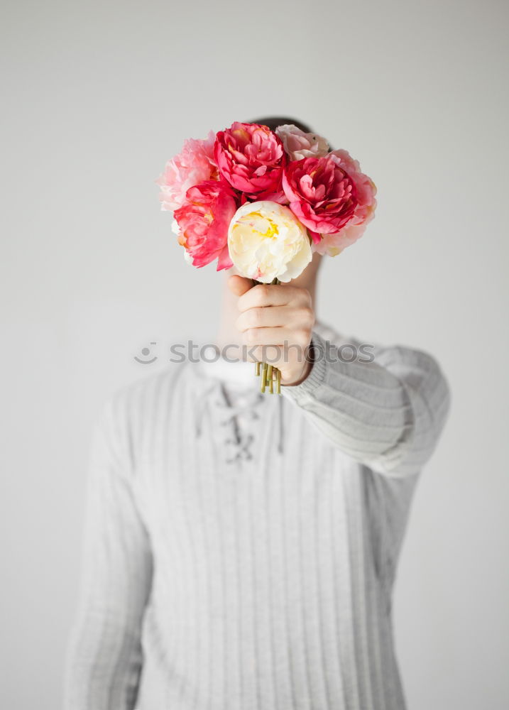 Similar – Young woman holding a red heart