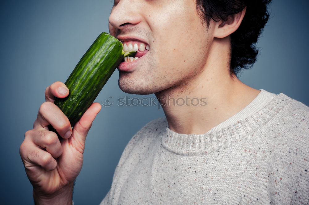 Similar – not so young caucasian woman reaching the end of her watermelon