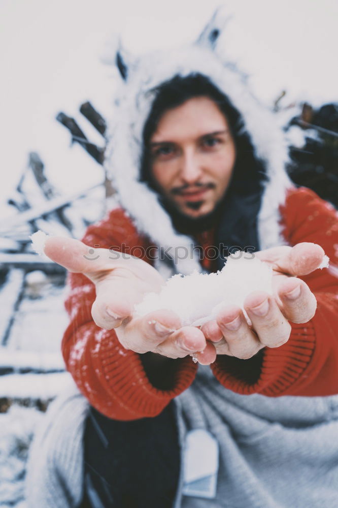 Image, Stock Photo Young and attractive man enjoying a snowy winter day