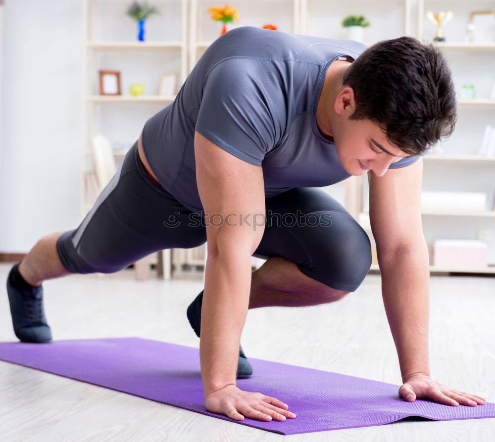 Similar – Image, Stock Photo Fit, muscular young man doing plank at the gym