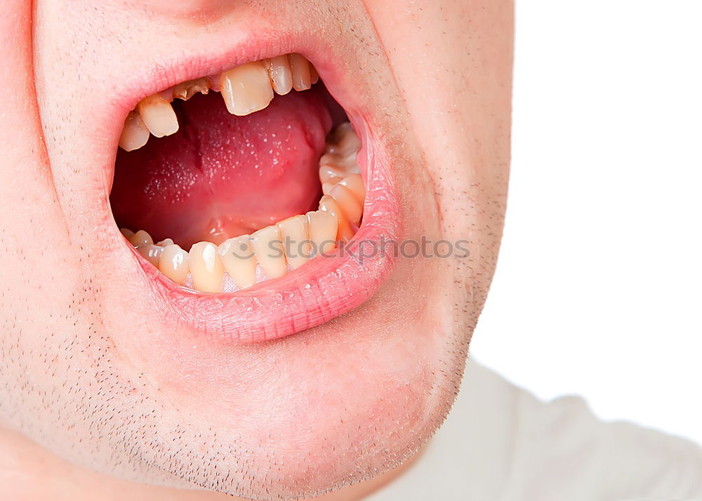 Similar – Image, Stock Photo Bearded angry man with Red Lipstick on his lips