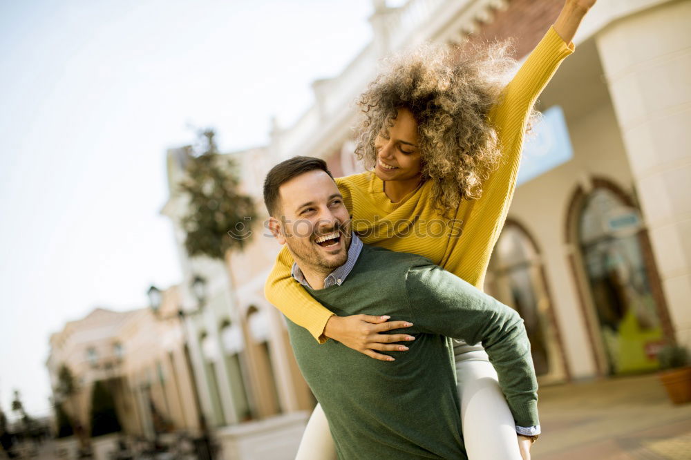 Similar – Smiling couple of lovers having fun.