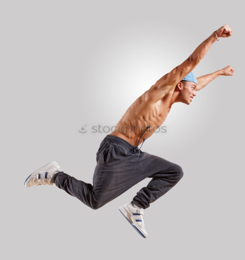 Similar – Image, Stock Photo Sportive man dancing at street