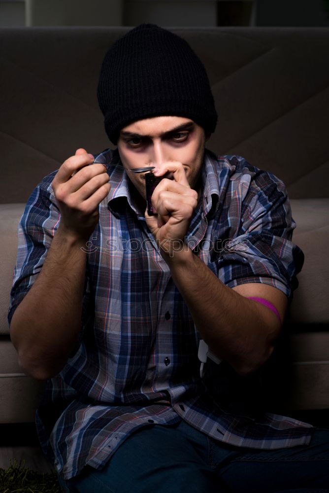 Similar – Young man standing in the city center wearing the face mask to avoid virus infection