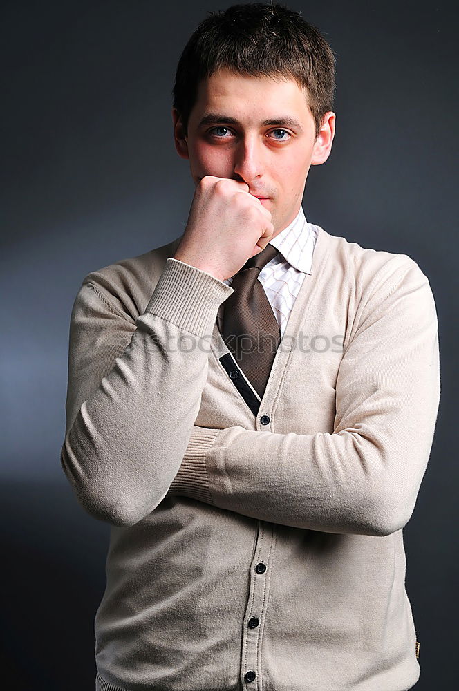 Image, Stock Photo Thoughtful man sitting on stairs