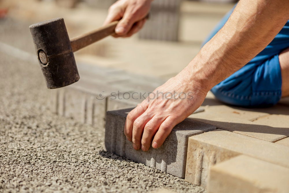 Image, Stock Photo Hammer in male hands on the construction site