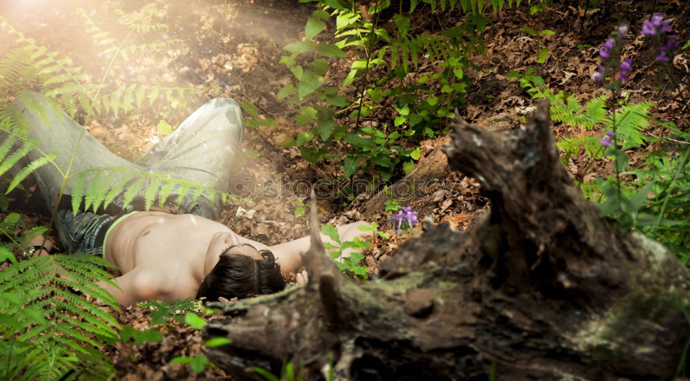 Similar – Young redhead hippie woman resting in nature