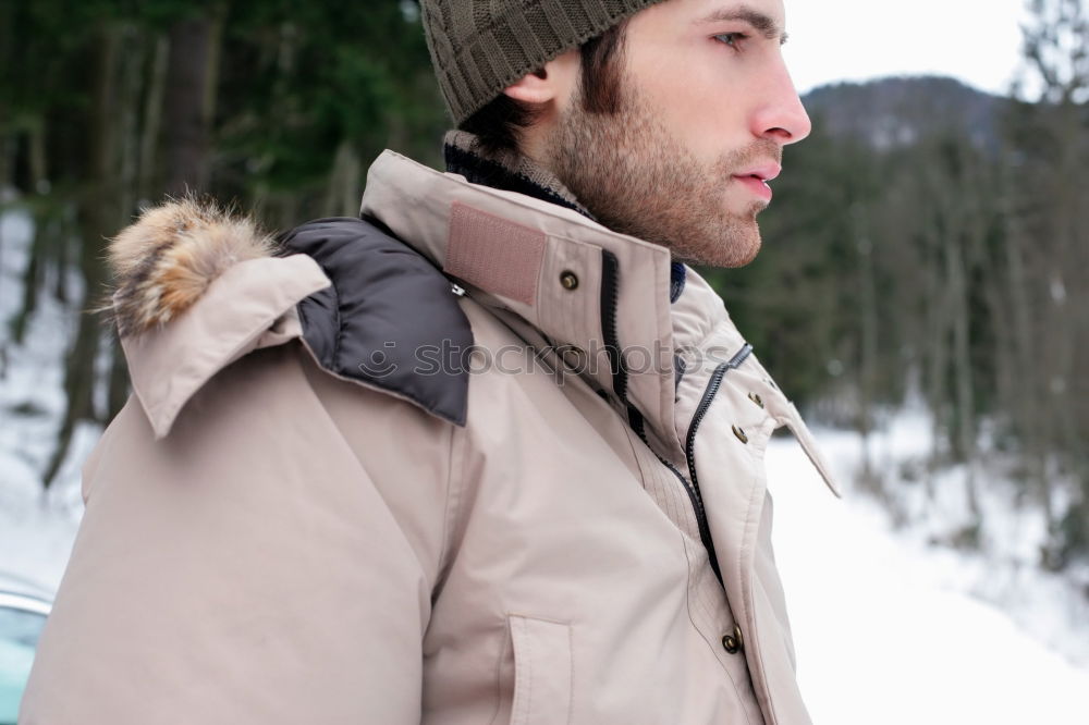 Similar – Image, Stock Photo Young and attractive man enjoying a snowy winter day