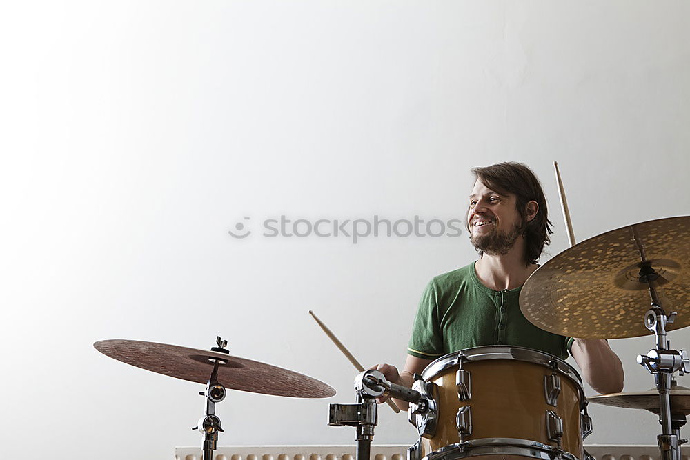 Similar – Image, Stock Photo Man with headphones playing on drums