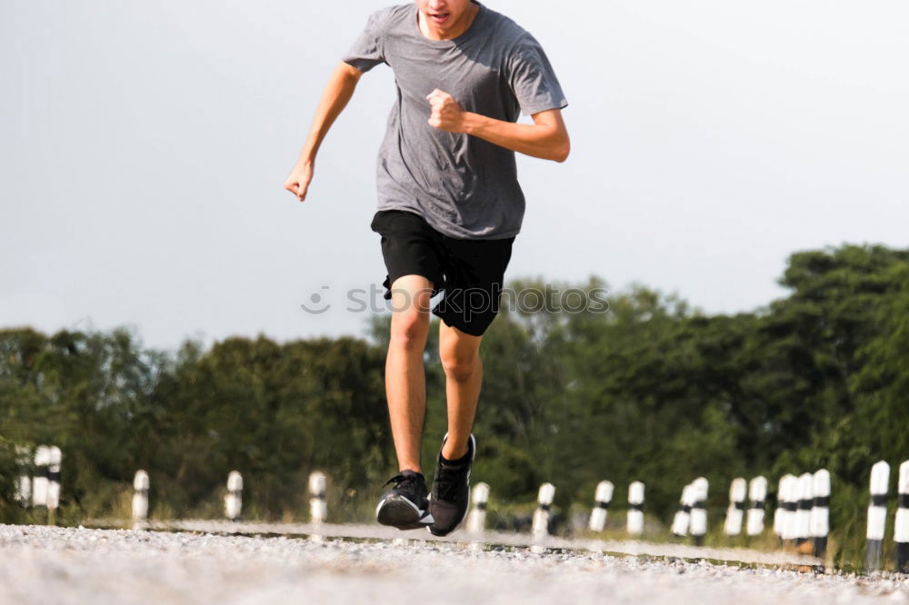 Similar – Image, Stock Photo Disabled man athlete training with leg prosthesis.