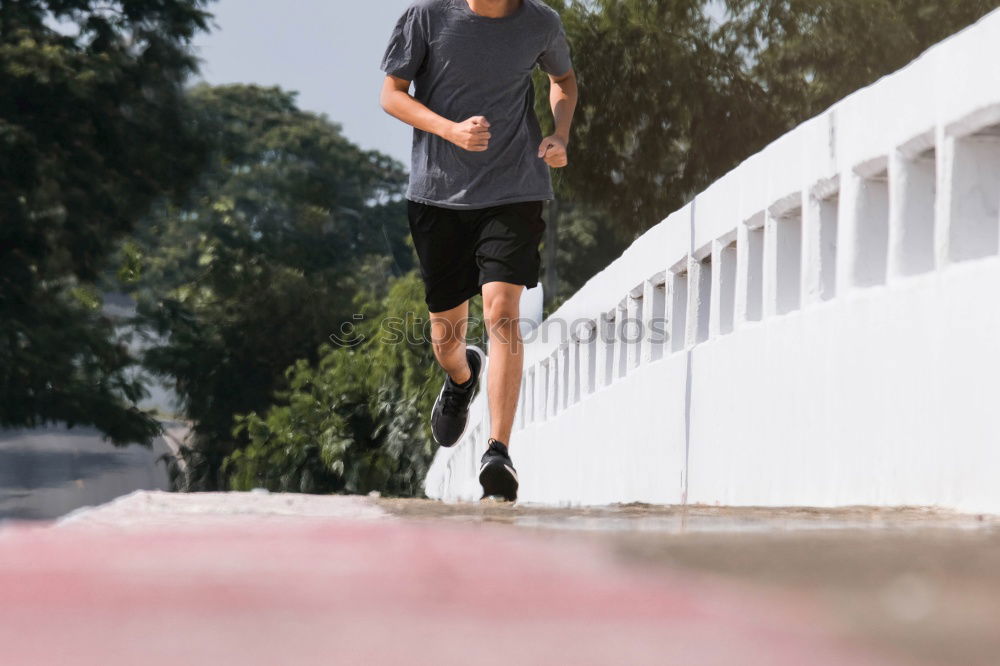 Similar – Disabled man athlete training with leg prosthesis.