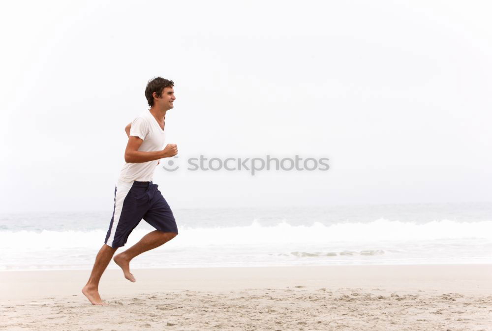 Similar – Image, Stock Photo Two sportsmen running on beach