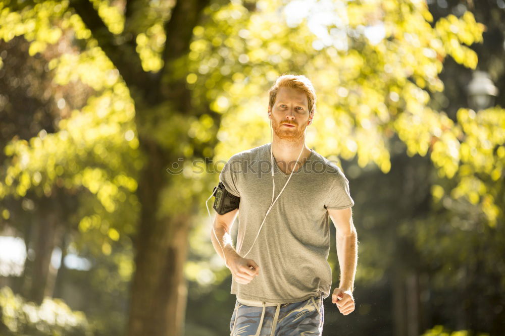 Similar – Image, Stock Photo Young thoughtful man in forest