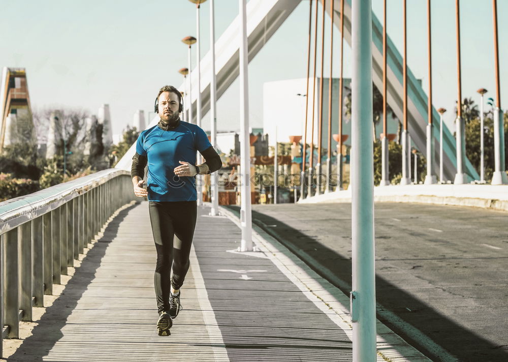 Similar – Image, Stock Photo Black man running outdoors in urban road