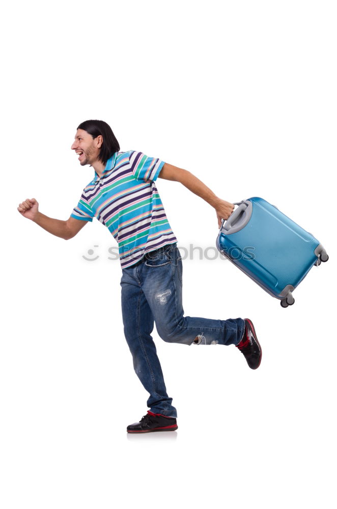 Similar – Funny boy smiling inside a suitcase