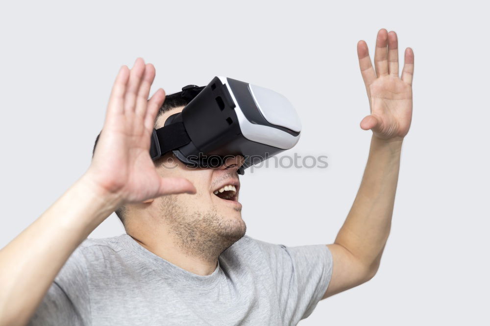 Similar – Image, Stock Photo woman playing with VR-headset glasses.