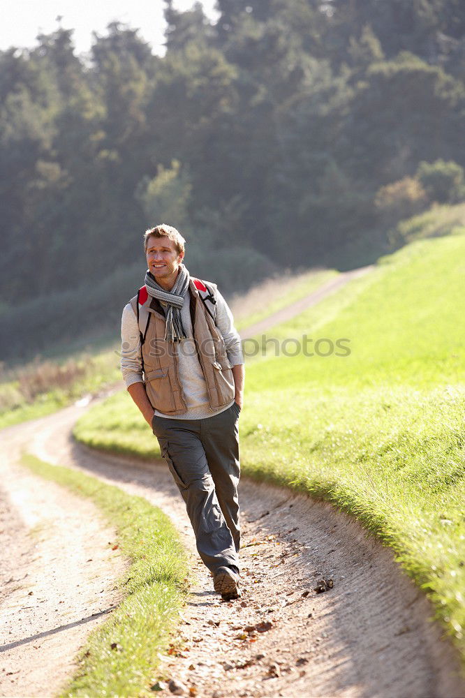 Similar – Foto Bild Porträt eines jungen Mannes mit Wanderrucksack, Norwegen