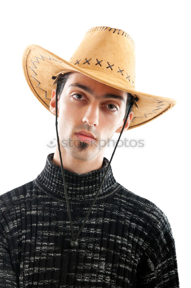 Similar – Image, Stock Photo Bearded man in hat against sunlight