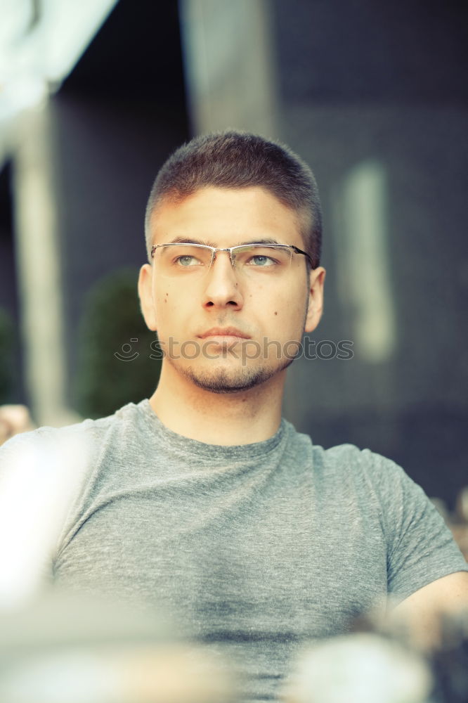 Similar – Close up Semi Bald Man Leaning Forward