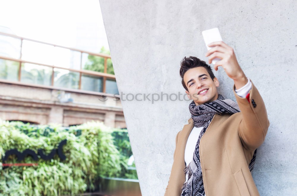 Similar – young woman with phone outdoors