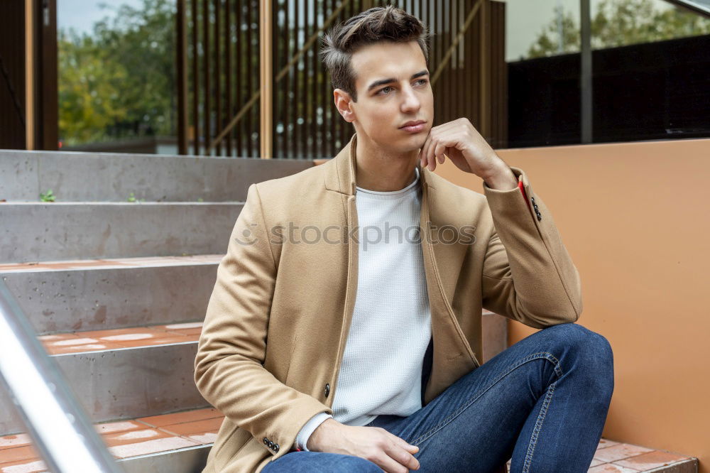 Similar – Image, Stock Photo Portrait of modern young man with mobile phone in the street.