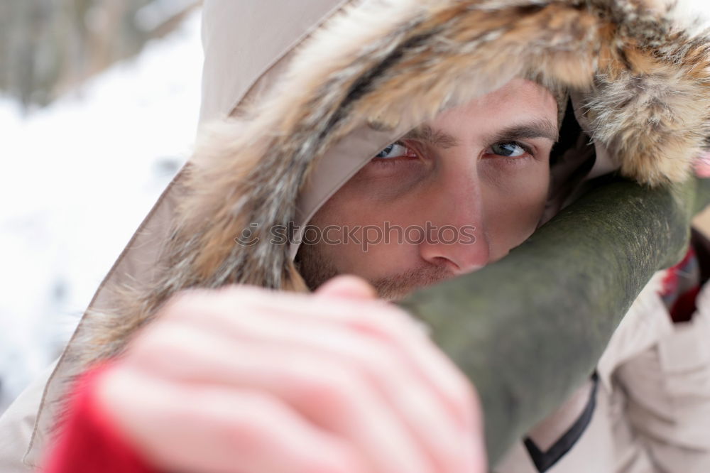 Similar – Image, Stock Photo Young and attractive man enjoying a snowy winter day