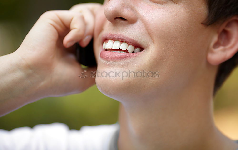 Similar – Image, Stock Photo Close up mouth of a schoolchild screaming into a microphone