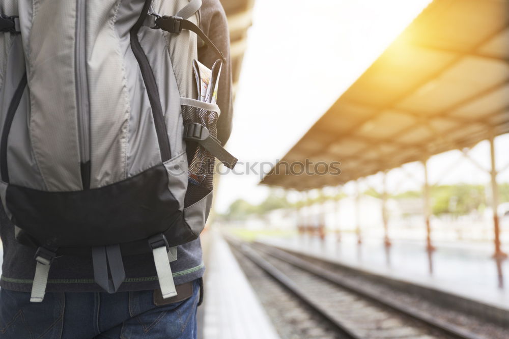 Similar – Cheerful tourist on train station