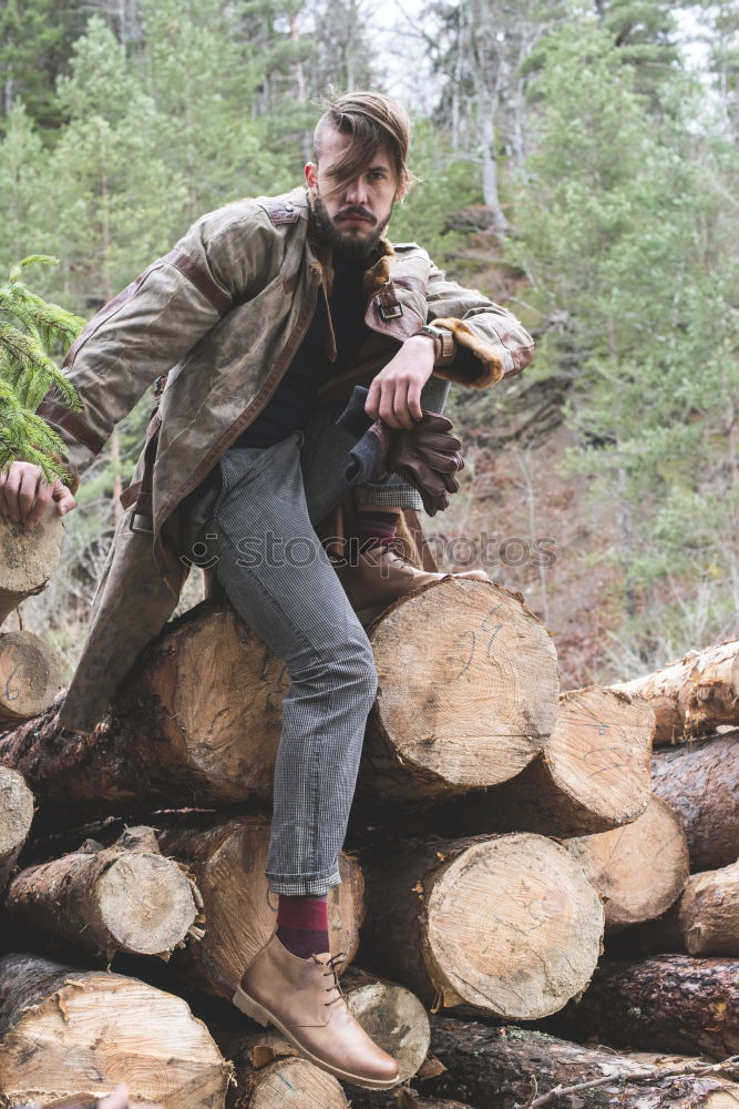 Similar – Image, Stock Photo Handsome tourist at mountain lake