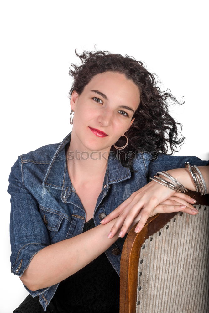 Similar – Image, Stock Photo good mood woman sitting on white chair