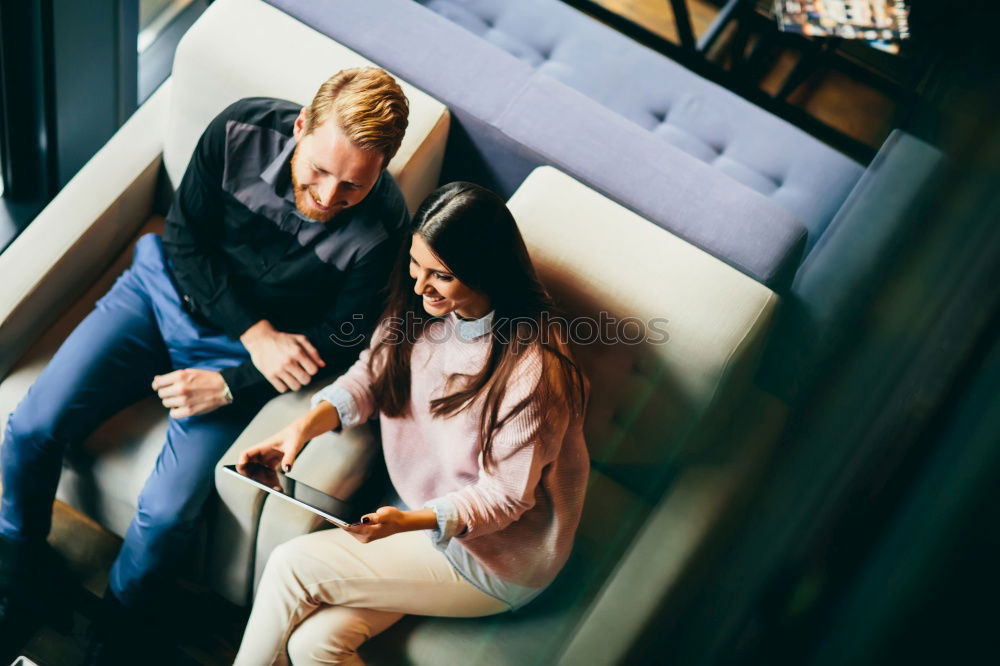 Similar – Image, Stock Photo Son is showing his mother a picture on laptop