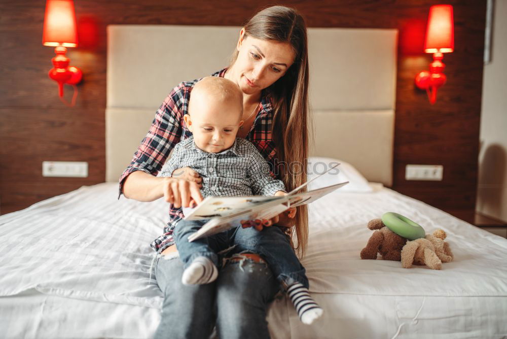 Similar – happy toddler girl playing with mother at home