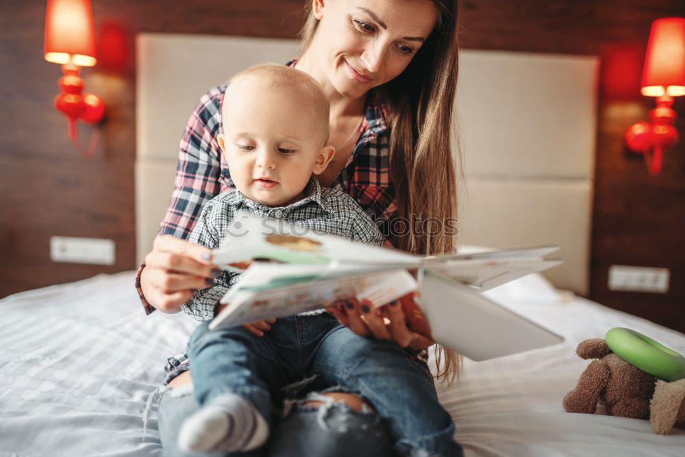 Similar – indoor portrait of happy mother and child son