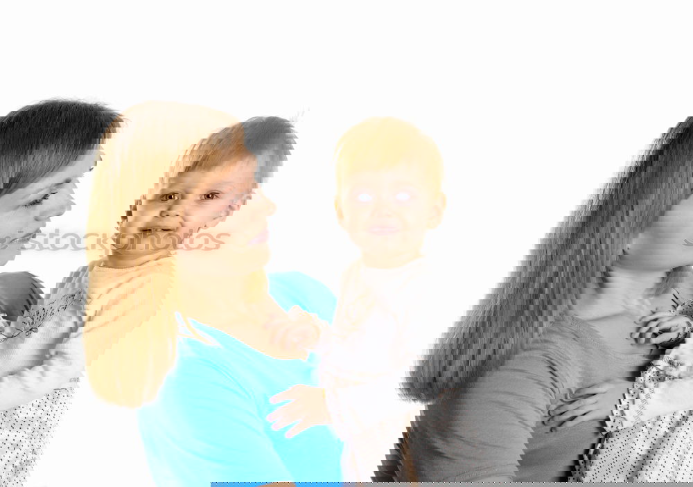 Similar – Image, Stock Photo Mother doing her little daughter’s hair. Family at home. Everyday life