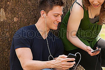 Similar – Image, Stock Photo Young couple taking selfies